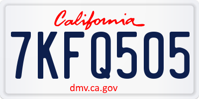CA license plate 7KFQ505