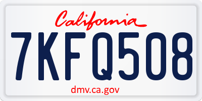 CA license plate 7KFQ508