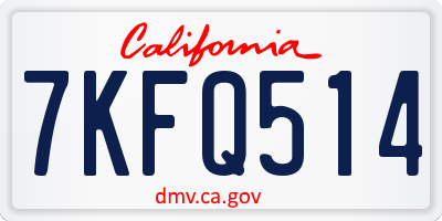 CA license plate 7KFQ514