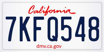 CA license plate 7KFQ548