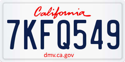 CA license plate 7KFQ549