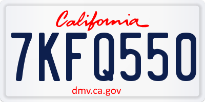 CA license plate 7KFQ550