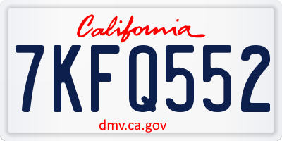 CA license plate 7KFQ552