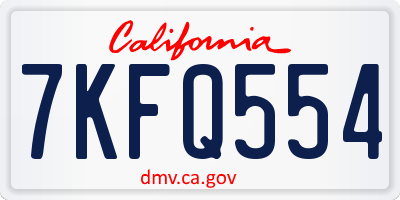 CA license plate 7KFQ554
