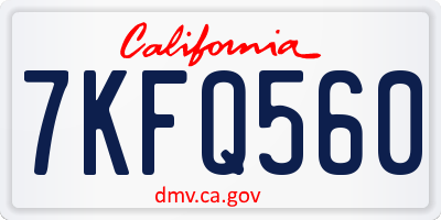 CA license plate 7KFQ560