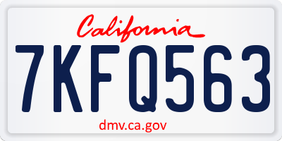 CA license plate 7KFQ563