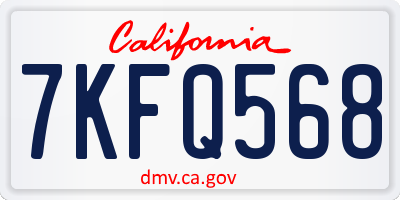 CA license plate 7KFQ568