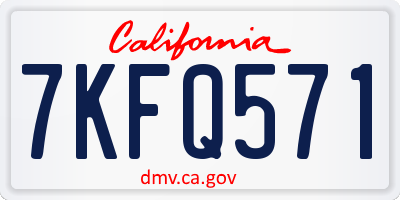 CA license plate 7KFQ571