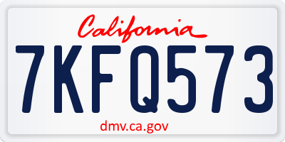 CA license plate 7KFQ573