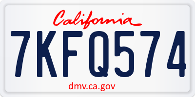 CA license plate 7KFQ574