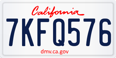CA license plate 7KFQ576