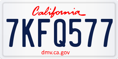 CA license plate 7KFQ577