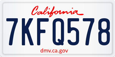 CA license plate 7KFQ578
