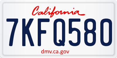 CA license plate 7KFQ580