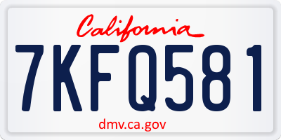CA license plate 7KFQ581