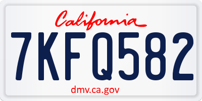 CA license plate 7KFQ582
