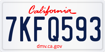 CA license plate 7KFQ593