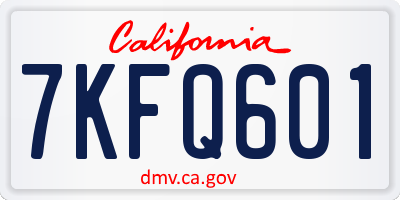 CA license plate 7KFQ601