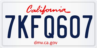 CA license plate 7KFQ607