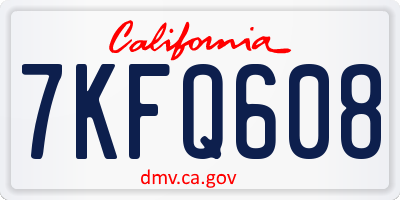 CA license plate 7KFQ608