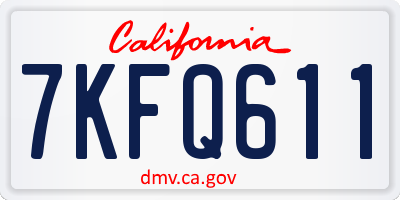 CA license plate 7KFQ611