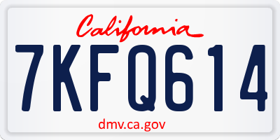 CA license plate 7KFQ614