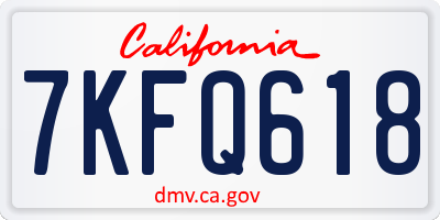 CA license plate 7KFQ618
