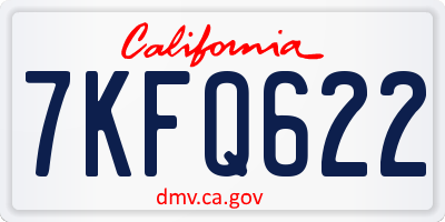 CA license plate 7KFQ622