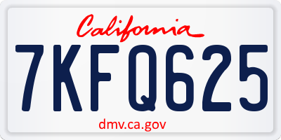 CA license plate 7KFQ625