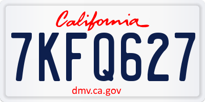 CA license plate 7KFQ627