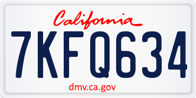 CA license plate 7KFQ634