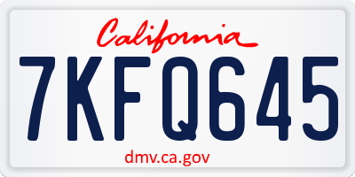 CA license plate 7KFQ645