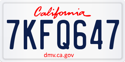 CA license plate 7KFQ647