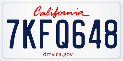 CA license plate 7KFQ648