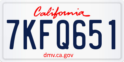 CA license plate 7KFQ651