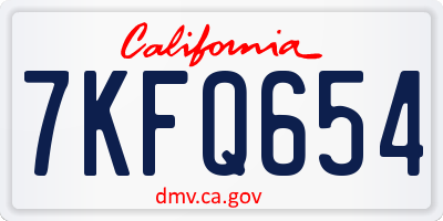 CA license plate 7KFQ654