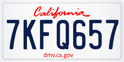 CA license plate 7KFQ657