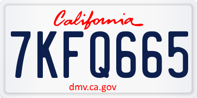CA license plate 7KFQ665