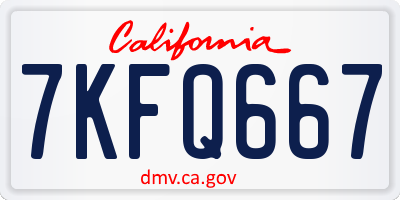 CA license plate 7KFQ667