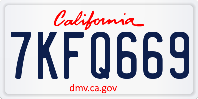 CA license plate 7KFQ669