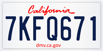 CA license plate 7KFQ671