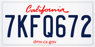CA license plate 7KFQ672