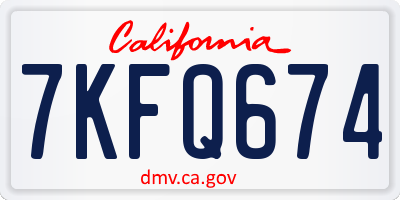 CA license plate 7KFQ674