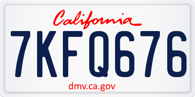 CA license plate 7KFQ676
