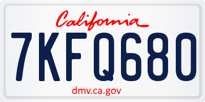 CA license plate 7KFQ680