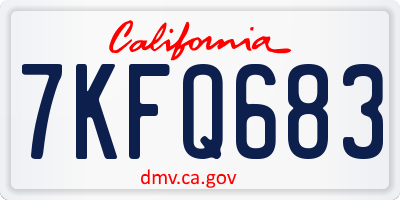 CA license plate 7KFQ683