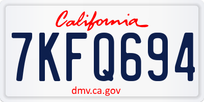 CA license plate 7KFQ694