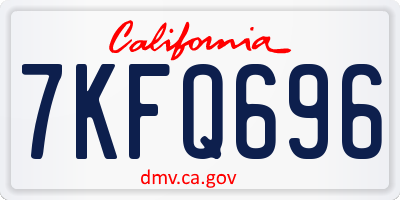 CA license plate 7KFQ696