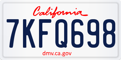 CA license plate 7KFQ698