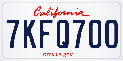 CA license plate 7KFQ700